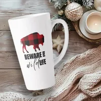 Beware Wild Life Buffalo Plaid ID669 Latte Mug