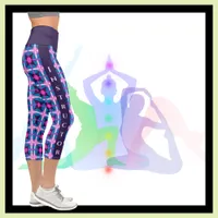 Retro Geometric Pink and Blue Capri Leggings