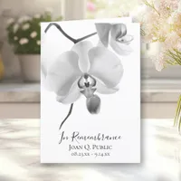 Black White Orchids on Stem Funeral Service Folded Program