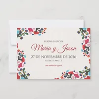 Floral Colorful Botanical Flowers Spanish Wedding Save The Date