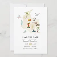 Map of Columbia Cartagena Destination Wedding Invitation