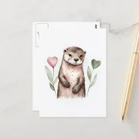 Otter and the Heart Flowers Postcard