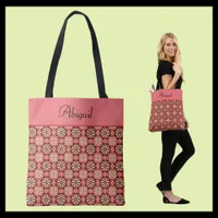 Elegant Pink Vintage Floral Pattern Tote Bag