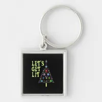 Let's Get Lit Funny Christmas Keychain