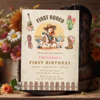 Cowgirl First Rodeo 1st Birthday Invitation