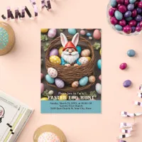 Bunny Gnome in Basket Easter Egg Hunt Acrylic Invitations