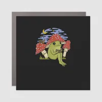 Frog With Mushroom Hat - Cottagecore Goblincore Bo Car Magnet