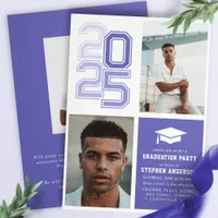 Modern Varsity Purple Photo Graduation Party Invitation