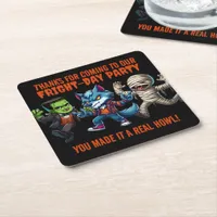 Cute Monsterrific Fright Day Halloween Party Square Paper Coaster