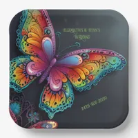 Whimsical Butterfly Romance Wedding Invitation Paper Plates