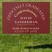 Congrats Graduate Name Year Gold White Burgundy Sign