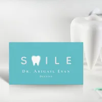 Modern Tooth Professional Light Teal Orthodontist Business Card