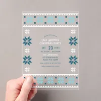 Frosted Aqua Ugly Sweater Christmas Party Acrylic Invitations