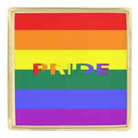 LGBT Rainbow Pride Flag Square Gold Lapel Pin