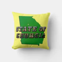 State of Georgia Map Outline and Picture Text Throw Pillow