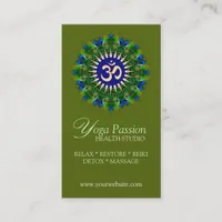 Yoga Om Green Organic New Age Business Cards