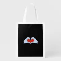 Skeleton Heart Hands Classic Basic Halloween Style Grocery Bag