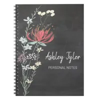 chalkboard pink floral girly cute personalized notebook