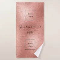 Corporate logo rose gold text business bath towel