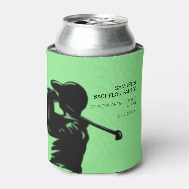 Black golfer Golfing Trip Bachelor Party minimal  Can Cooler