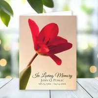 Red Tulip Flower Spring Funeral Memorial Sympathy Thank You Card