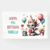 Girl's Dragon Themed Birthday Party Banner