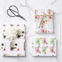 Baby Girl, Puppy Dog, Butterflies and Wildflowers Wrapping Paper Sheets