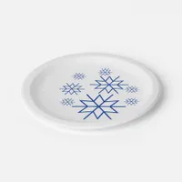 Paper Plate - Blue Snowflakes