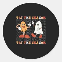 Tis The Season Pumpkin Boo 70s Halloween Costume Classic Round Sticker