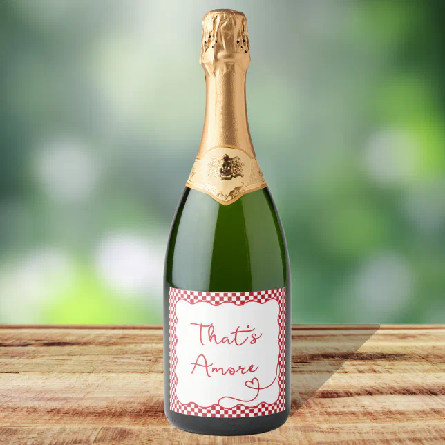 Chic 'That's Amore' Italian-Themed Customizable  Sparkling Wine Label