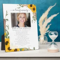 Sunflower In Loving Memory Prayer Photo Tribute Plaque