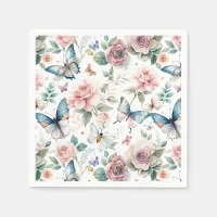 Butterflies and Roses Paper Napkin