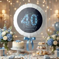 Elegant Glamorous Teal Blue Gemstone 40th Birthday Balloon