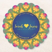 Magical Bohemian Sunflower Monogram Paper Coaster