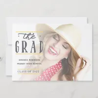 Yellow and Grey Graduation Photo Announcement