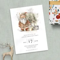 Watercolor Santa Christmas Party Invitation