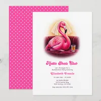 Hottie Shots Club Pink Flamingo Bachelorette Party Invitation