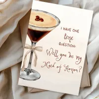 Whimsical Espresso Martini Maid of Honor Proposal Card