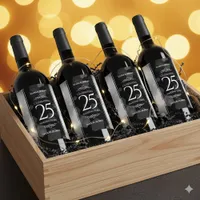 Elegant 25th Silver Wedding Anniversary Wine Label
