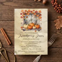 Rustic Pumpkin Window Fall Friendsgiving Dinner Invitation