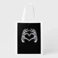 Skeleton Heart Hands Sign Halloween Costume Basic  Grocery Bag