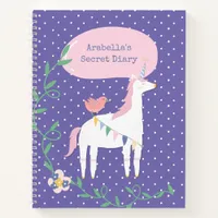 Pretty Purple Unicorn Girl's Secret Diary Notebook