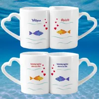 Cute Romantic Fish Custom Names and Date Coffee Mug Set