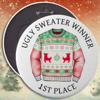 1st Place Ugly Sweater Winner | Funny Christmas  Button