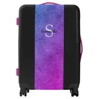 Elegant Purple Pink Glitter Foil Sparkle Monogram Luggage