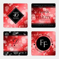 Elegant 40th Ruby Wedding Anniversary Celebration Coaster Set