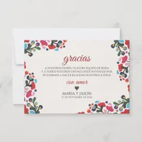 Floral Colorful Botanical Flowers Spanish Wedding Thank You Card