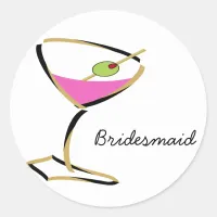 fun martini gold classic round sticker