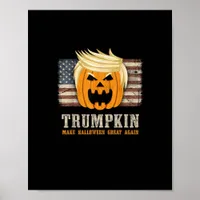 Halloween Trumpkin Vintage Us Flag Funny Poster
