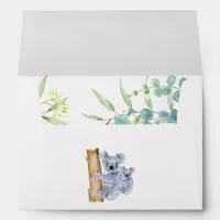 Cute Koala Bears Eucalyptus Leaves Baby Shower Envelope